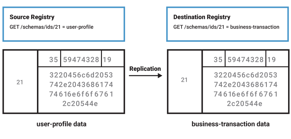Source Registry | User-Profile Data ➝ Replication ➝ Destination Registry | Business-Transaction Data